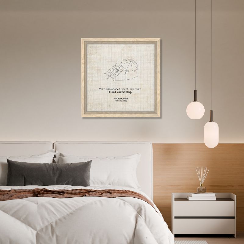 "Sun - kissed Beach Nap" - Personalized Travel Micro Memory Framed Canvas - Out of Office Outfitters - Print Material