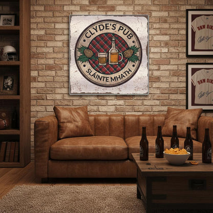 Tartan and Whiskey Scottish Pub Brushed Aluminum Bar Sign - Out of Office Outfitters - Print Material