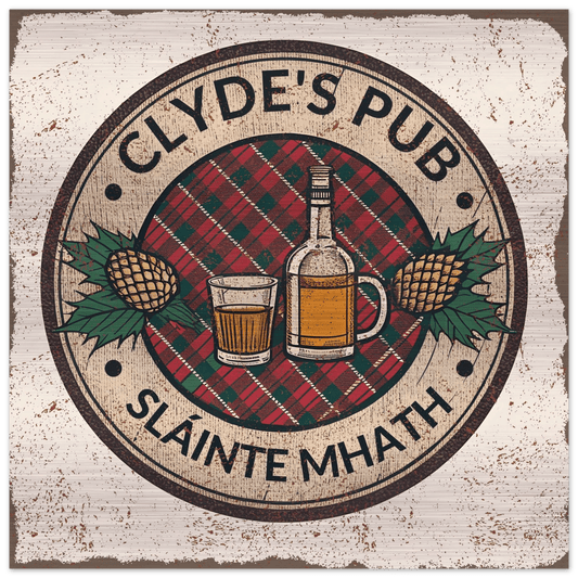 Tartan and Whiskey Scottish Pub Brushed Aluminum Bar Sign - Out of Office Outfitters - Print Material