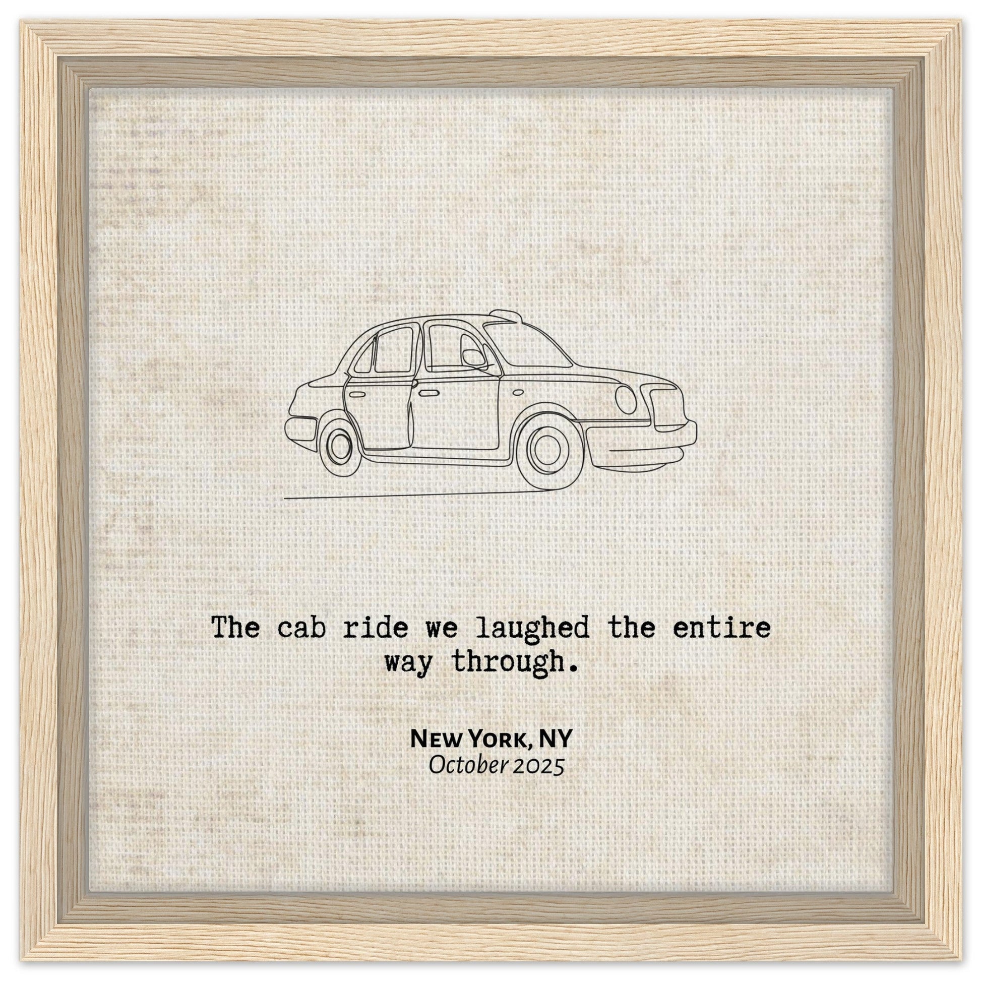 "The Cab Ride We Laughed Through" - Personalized Travel Micro Memory Framed Canvas - Out of Office Outfitters - Print Material