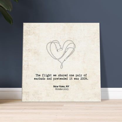 "The Flight We Shared Earbuds" - Personalized Travel Micro Memory Canvas - Out of Office Outfitters - 