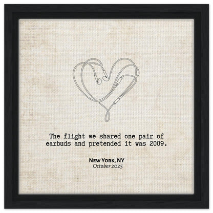 "The Flight We Shared Earbuds" - Personalized Travel Micro Memory Framed Canvas - Out of Office Outfitters - Print Material