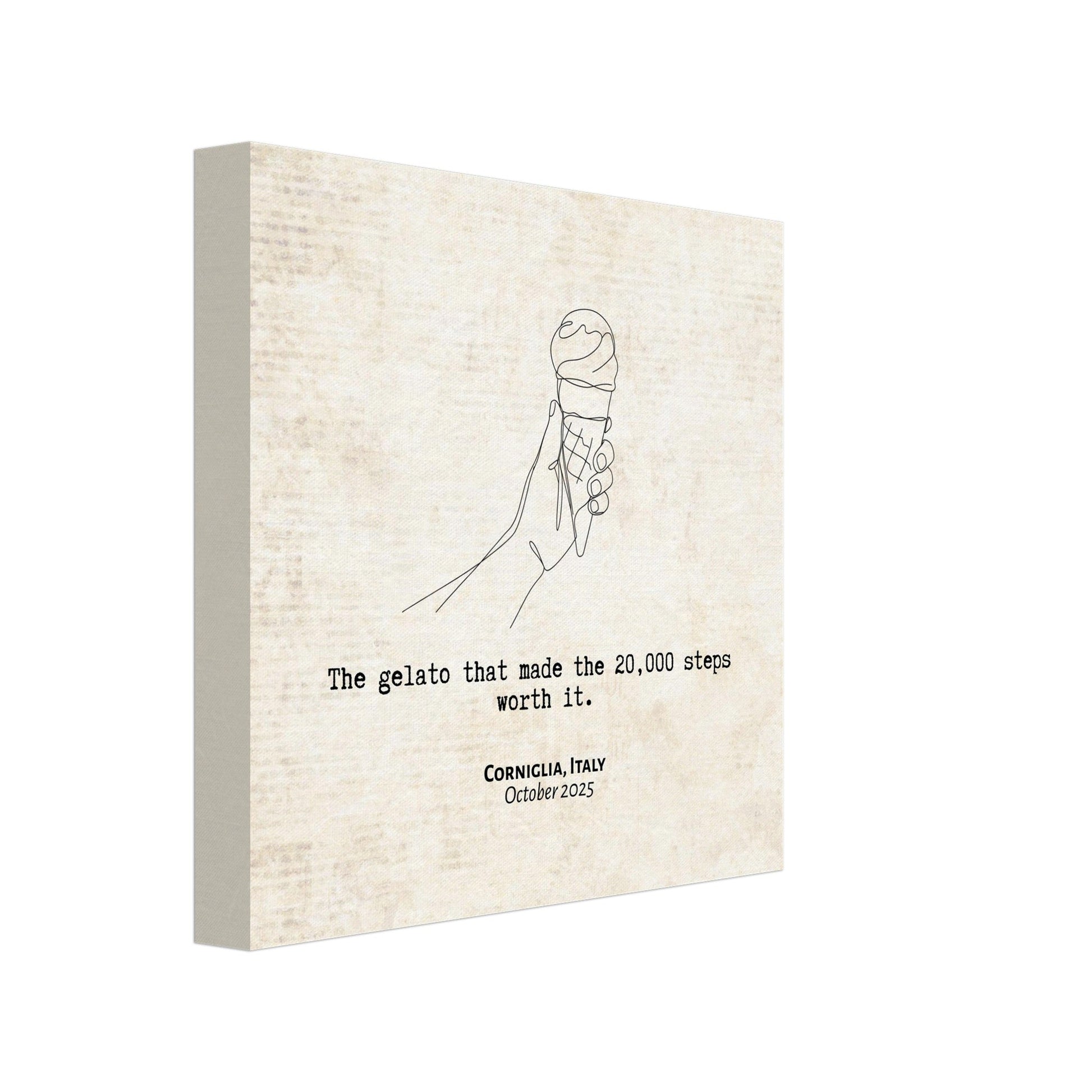 "The Gelato Worth 20,000 Steps" - Personalized Travel Micro Memory Canvas - Out of Office Outfitters - 
