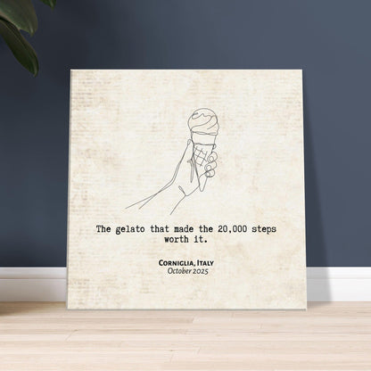 "The Gelato Worth 20,000 Steps" - Personalized Travel Micro Memory Canvas - Out of Office Outfitters - 