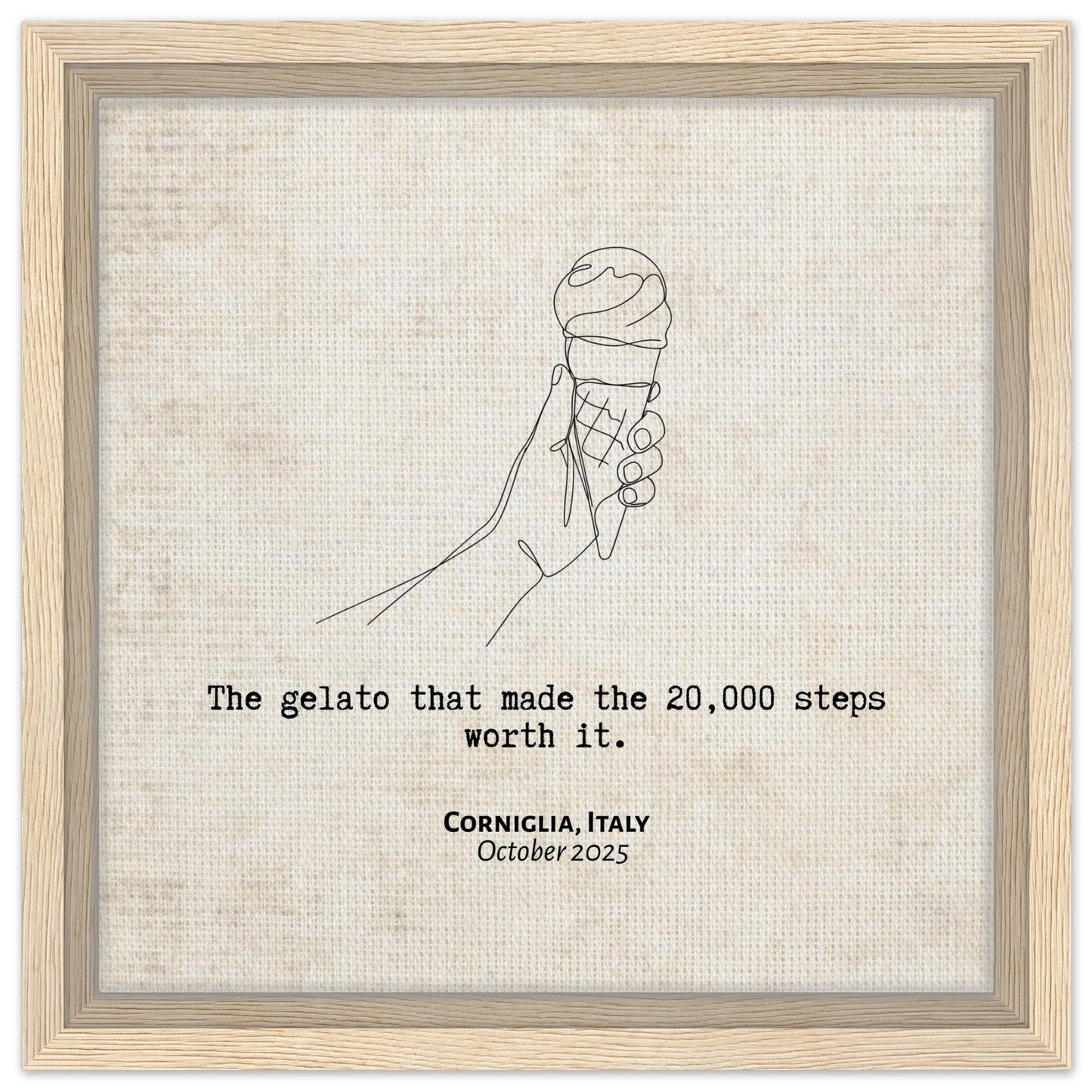 "The Gelato Worth 20,000 Steps" - Personalized Travel Micro Memory Framed Canvas - Out of Office Outfitters - Print Material