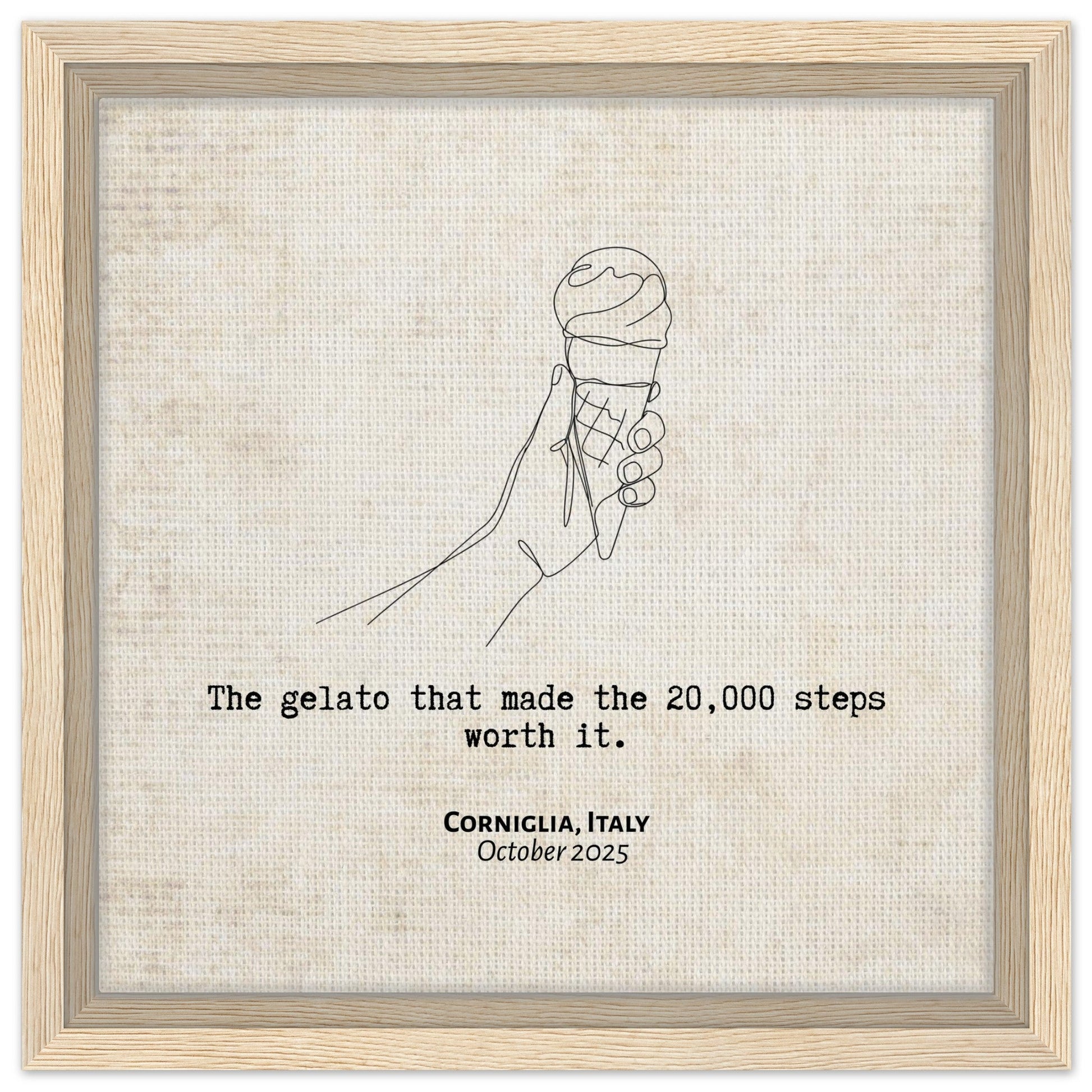 "The Gelato Worth 20,000 Steps" - Personalized Travel Micro Memory Framed Canvas - Out of Office Outfitters - Print Material