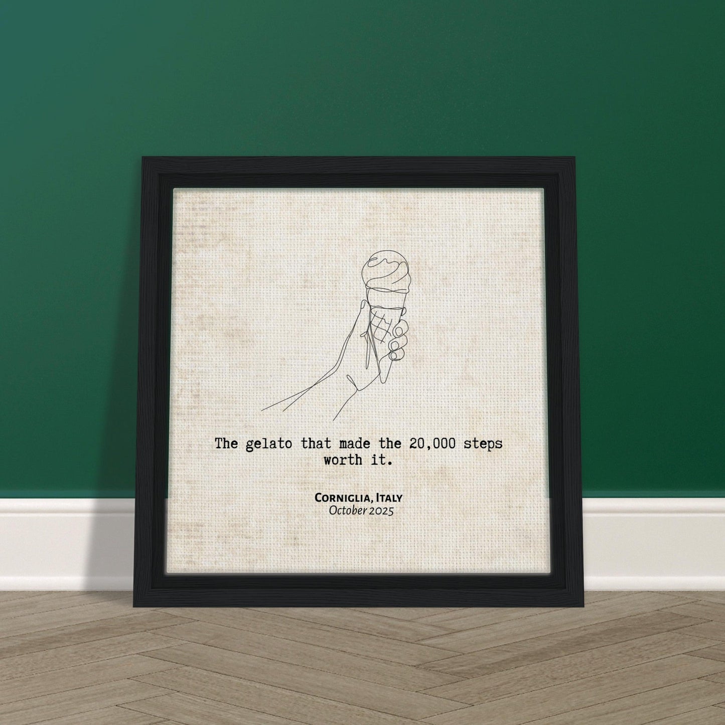 "The Gelato Worth 20,000 Steps" - Personalized Travel Micro Memory Framed Canvas - Out of Office Outfitters - Print Material