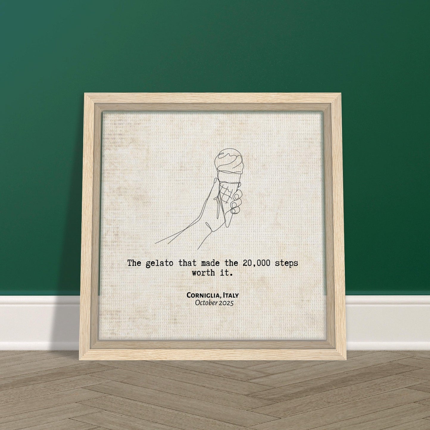 "The Gelato Worth 20,000 Steps" - Personalized Travel Micro Memory Framed Canvas - Out of Office Outfitters - Print Material