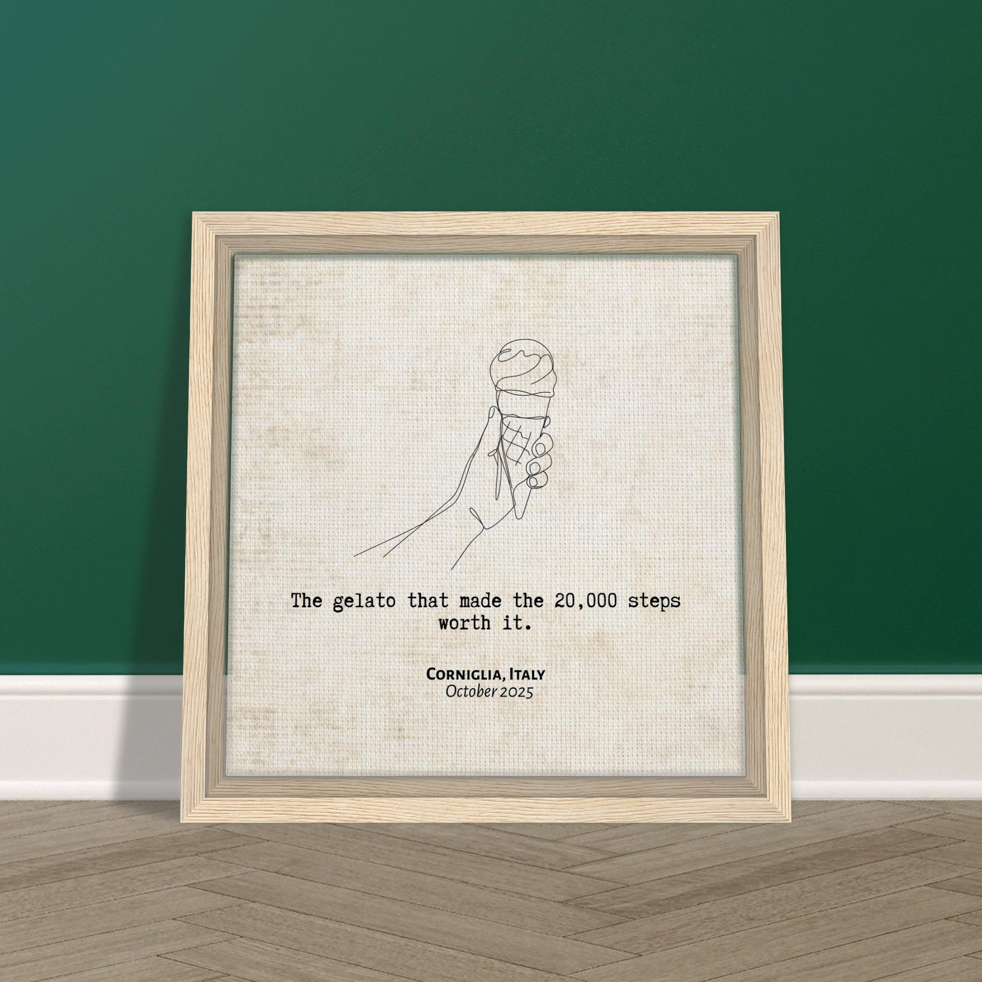 "The Gelato Worth 20,000 Steps" - Personalized Travel Micro Memory Framed Canvas - Out of Office Outfitters - Print Material