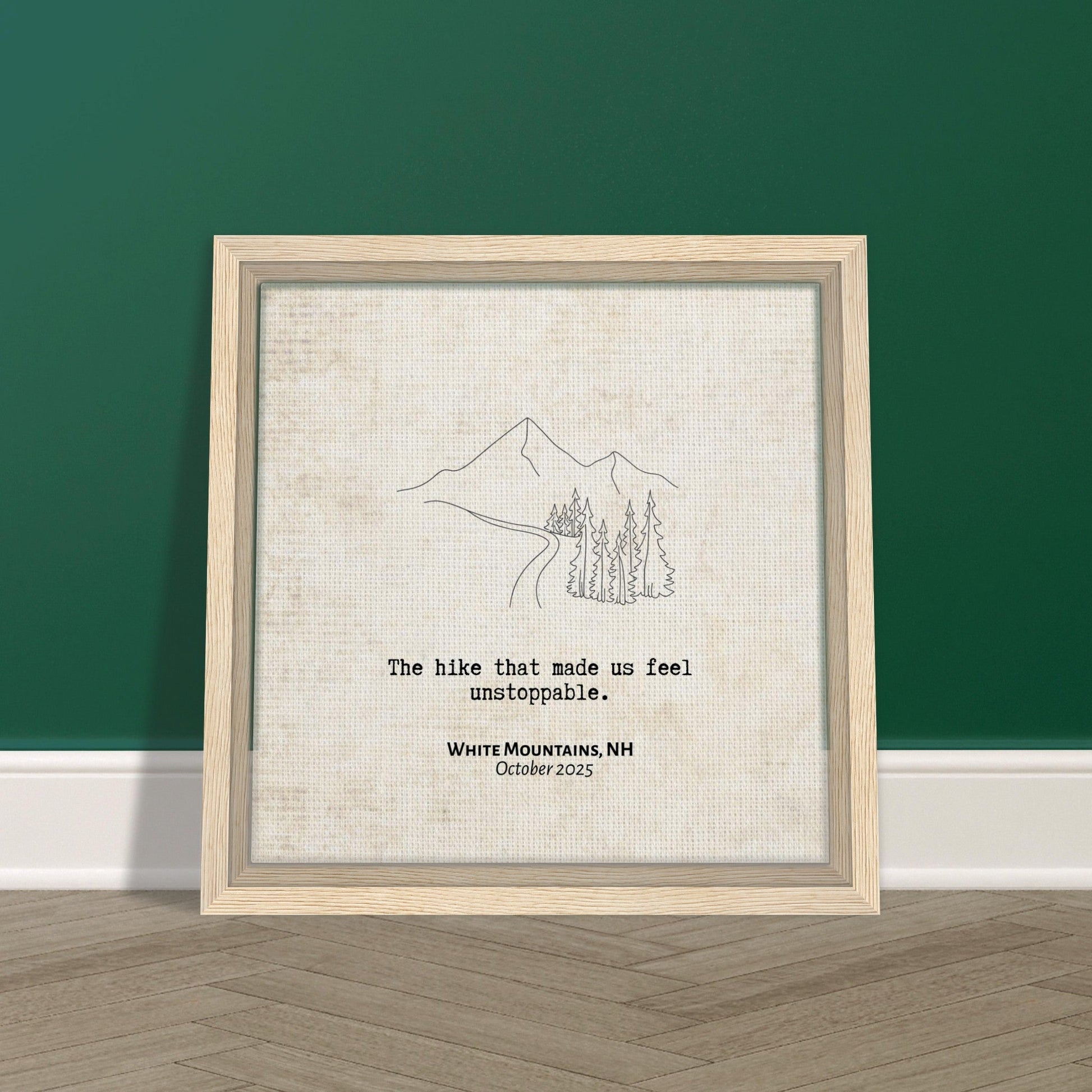 "The Hike that Made Us Feel Unstoppable" - Personalized Travel Micro Memory Framed Canvas - Out of Office Outfitters - Print Material