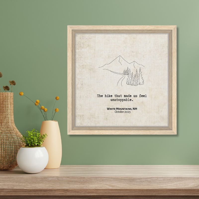 "The Hike that Made Us Feel Unstoppable" - Personalized Travel Micro Memory Framed Canvas - Out of Office Outfitters - Print Material