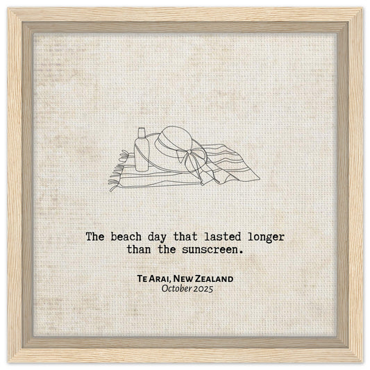 "The Long Beach Day" - Personalized Travel Micro Memory Framed Canvas - Out of Office Outfitters - Print Material