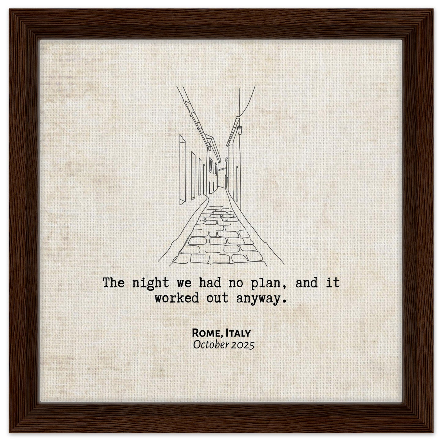 "The Night We Had No Plan" - Personalized Travel Micro Memory Framed Canvas - Out of Office Outfitters - Print Material