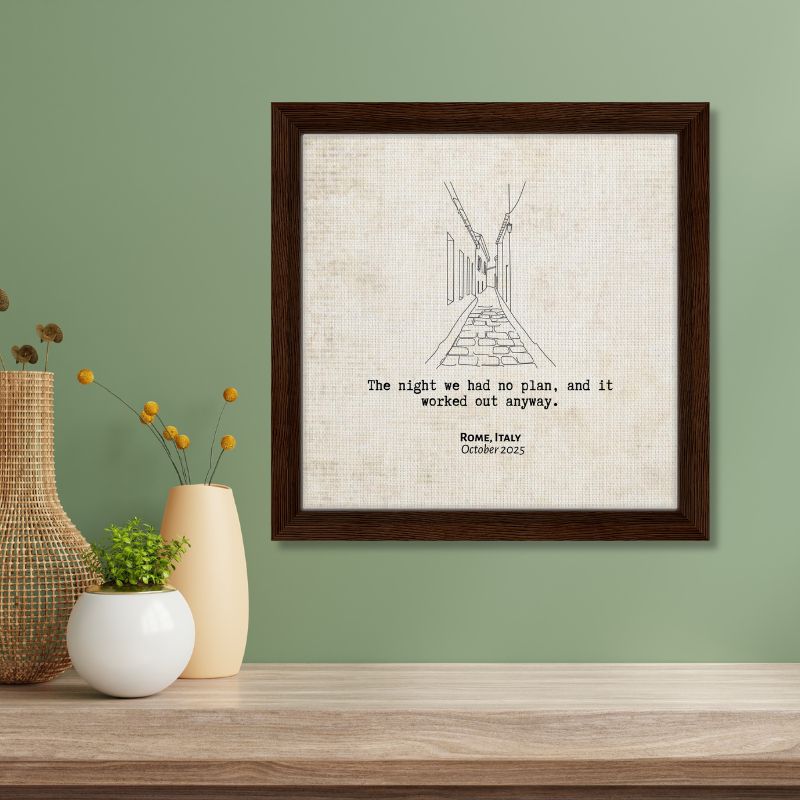 "The Night We Had No Plan" - Personalized Travel Micro Memory Framed Canvas - Out of Office Outfitters - Print Material