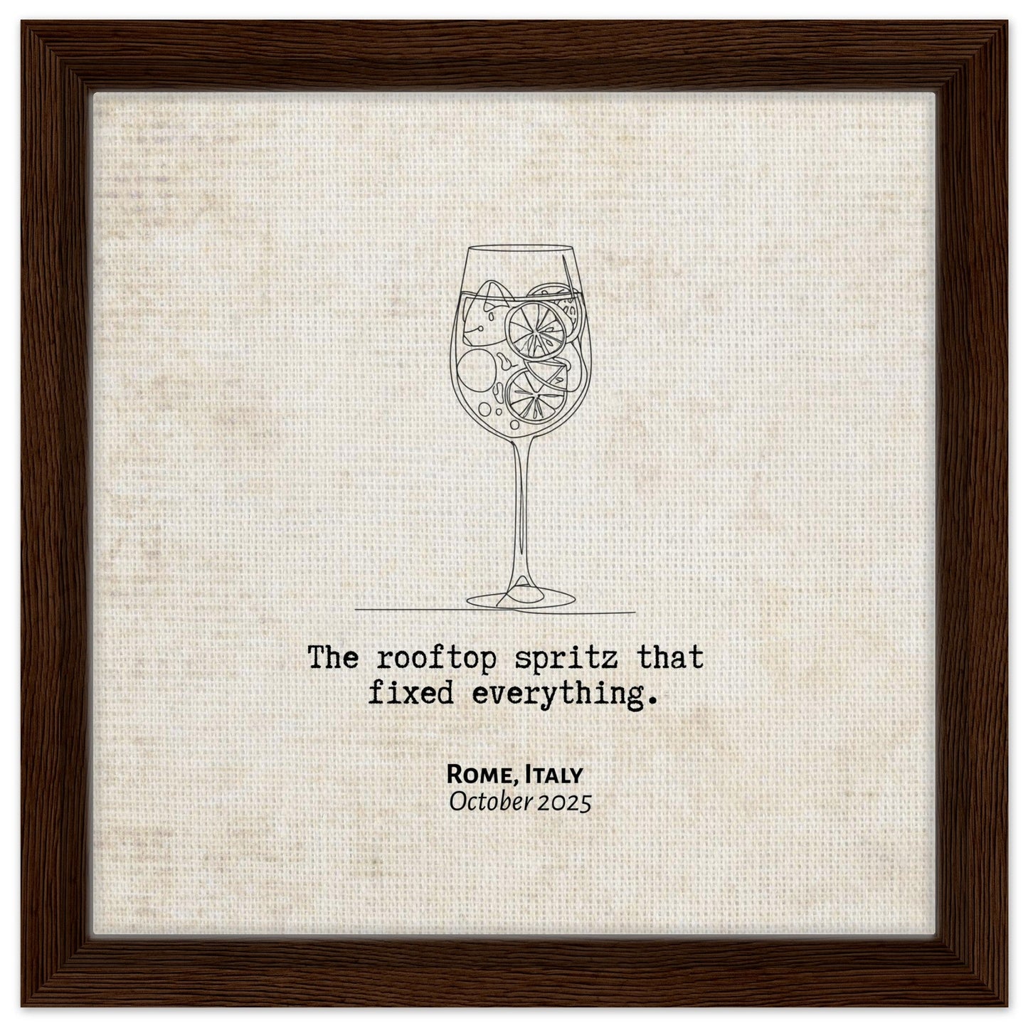 "The Rooftop Spritz" - Personalized Travel Micro Memory Framed Canvas - Out of Office Outfitters - Print Material