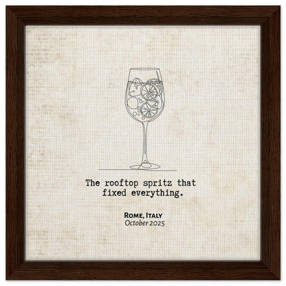 "The Rooftop Spritz" - Personalized Travel Micro Memory Framed Canvas - Out of Office Outfitters - Print Material