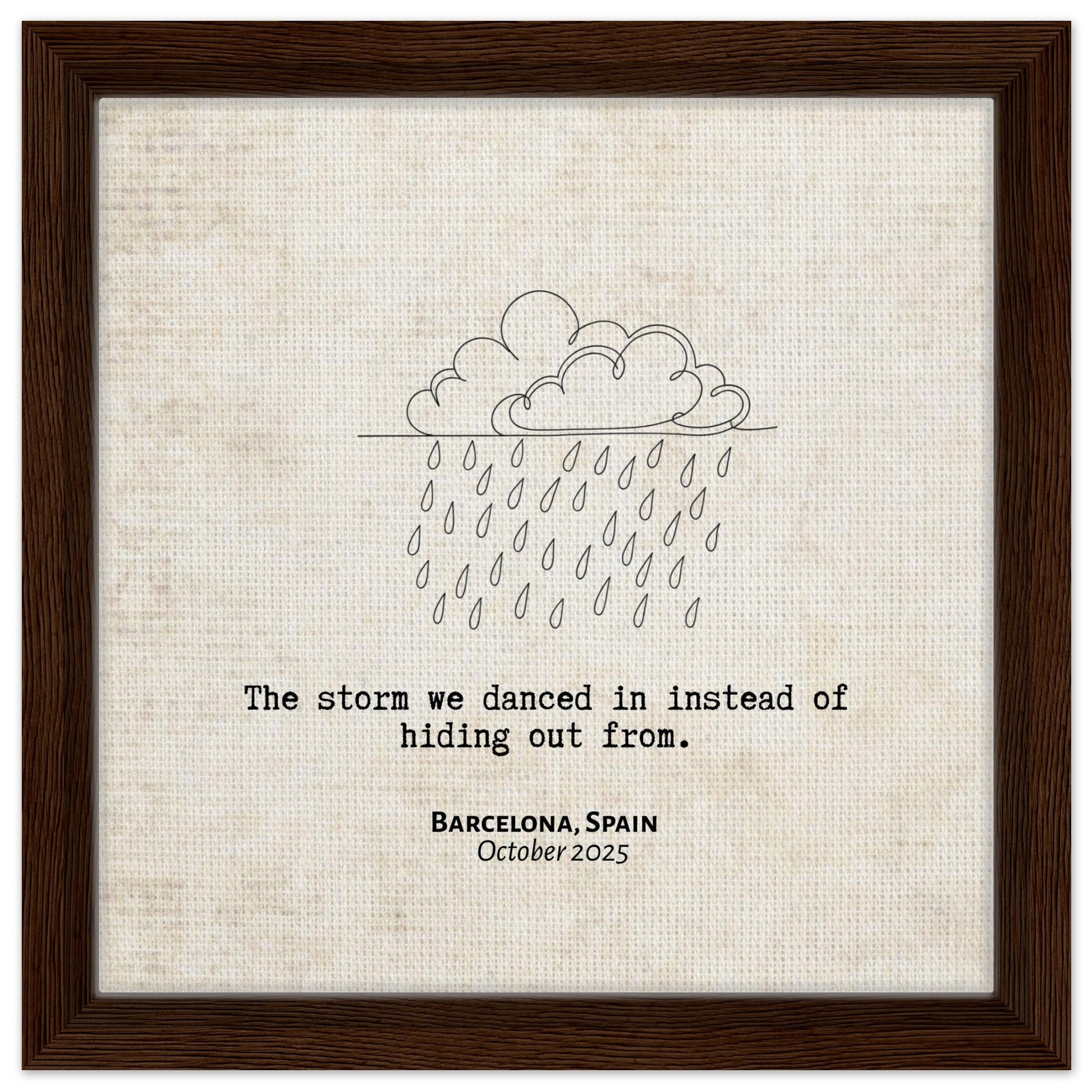 "The Storm We Danced In" - Personalized Travel Micro Memory Framed Canvas - Out of Office Outfitters - Print Material
