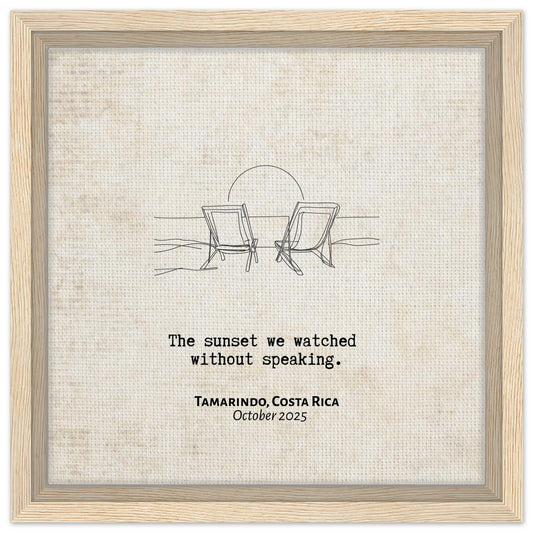 "The Sunset Without Speaking" - Personalized Travel Micro Memory Framed Canvas - Out of Office Outfitters - Print Material
