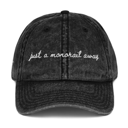 "Just a monorail away" Funny travel hat for theme park lovers - mockup