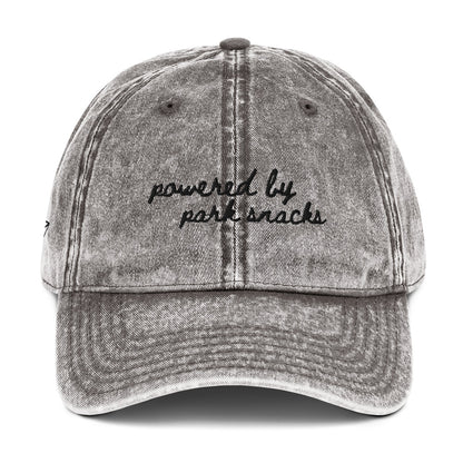 "Powered by Park Snacks" Funny travel hat for theme park lovers - mock up