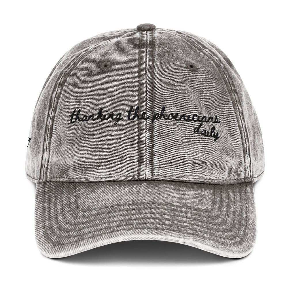 "Thanking the Phoenicians Daily" Funny Travel Hat for Theme Park Lovers- mockup