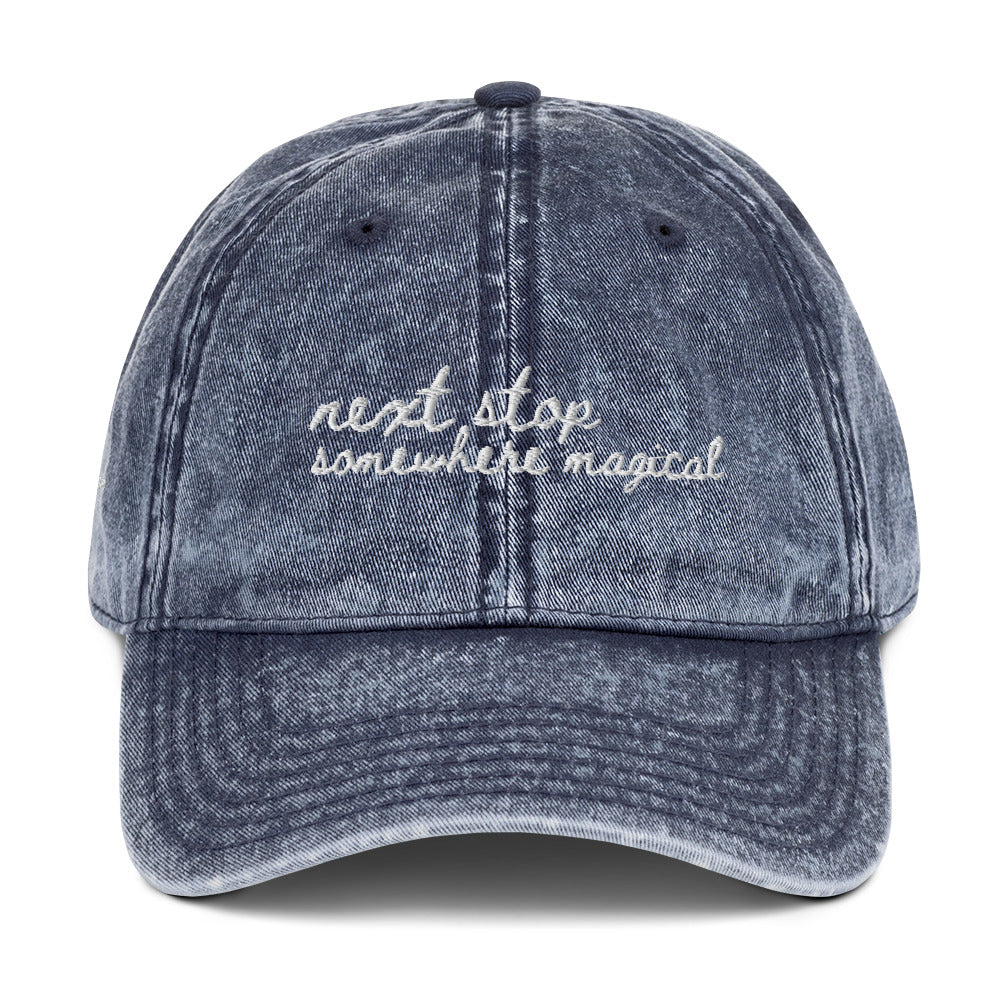"Next stop somewhere magical" Funny Travel Hat for Theme park lovers- mockup