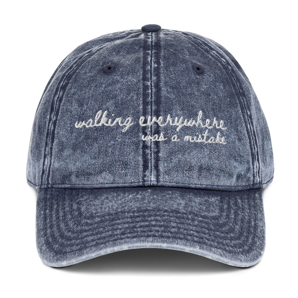 "Walking Everywhere was a mistake" Funny Hat for Travel Lovers- Mock up
