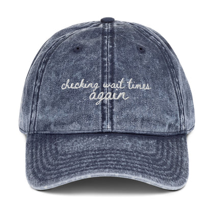 "Checking Wait Times Again" Funny Travel Hat for Theme Park Lovers - mock up