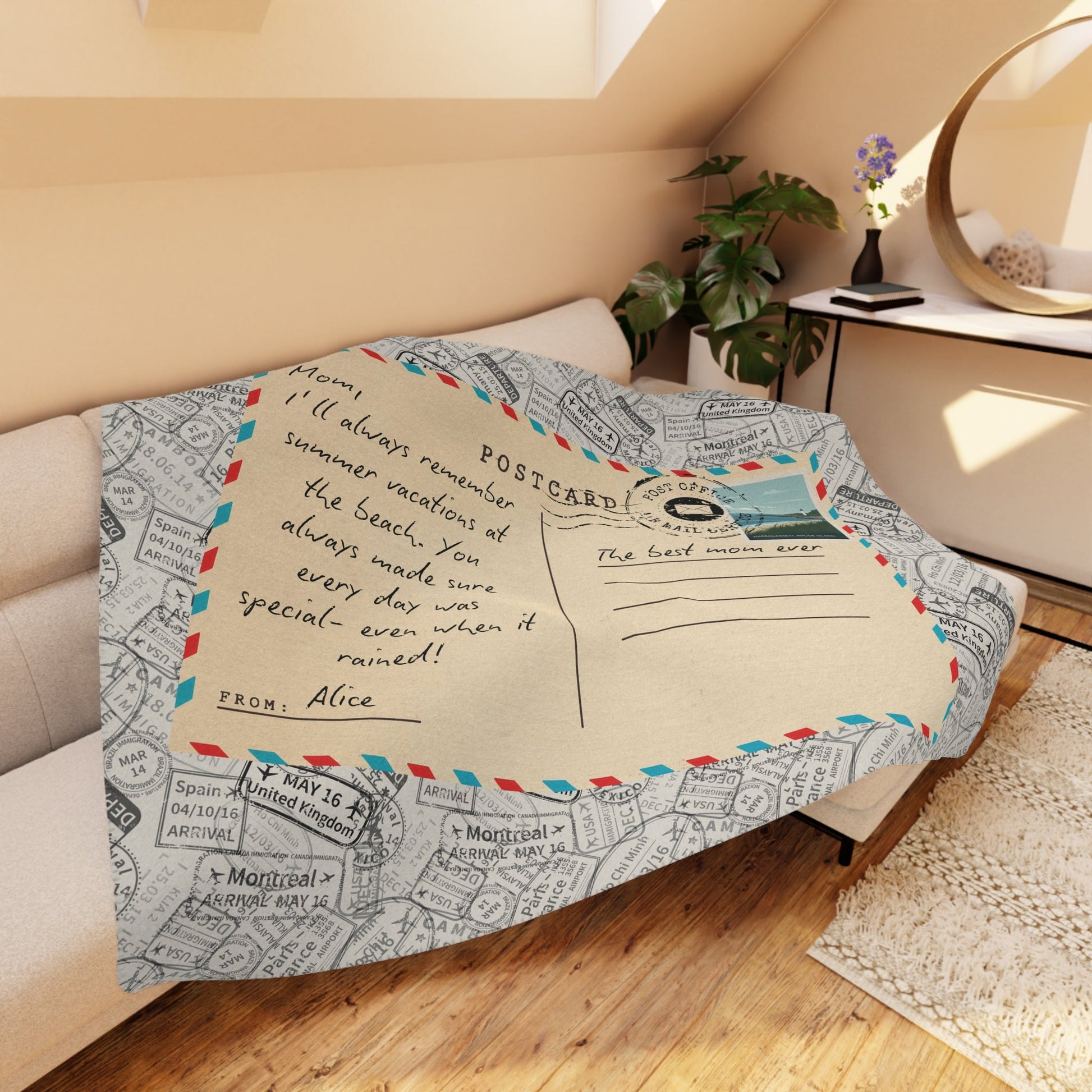 Warm Sherpa Postcard Blanket Featuring Your Handwritten Message - Out of Office Outfitters - Home Decor