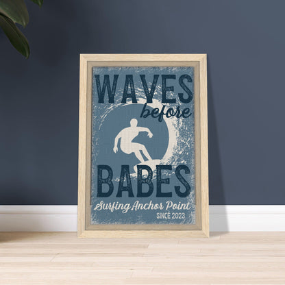 Waves Before Babes Framed Canvas - Out of Office Outfitters - Print Material