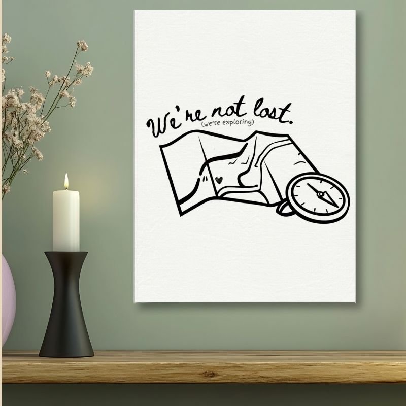 We're Not Lost (We're Exploring) - Travel Couple Canvas Wall Art - Out of Office Outfitters - Print Material