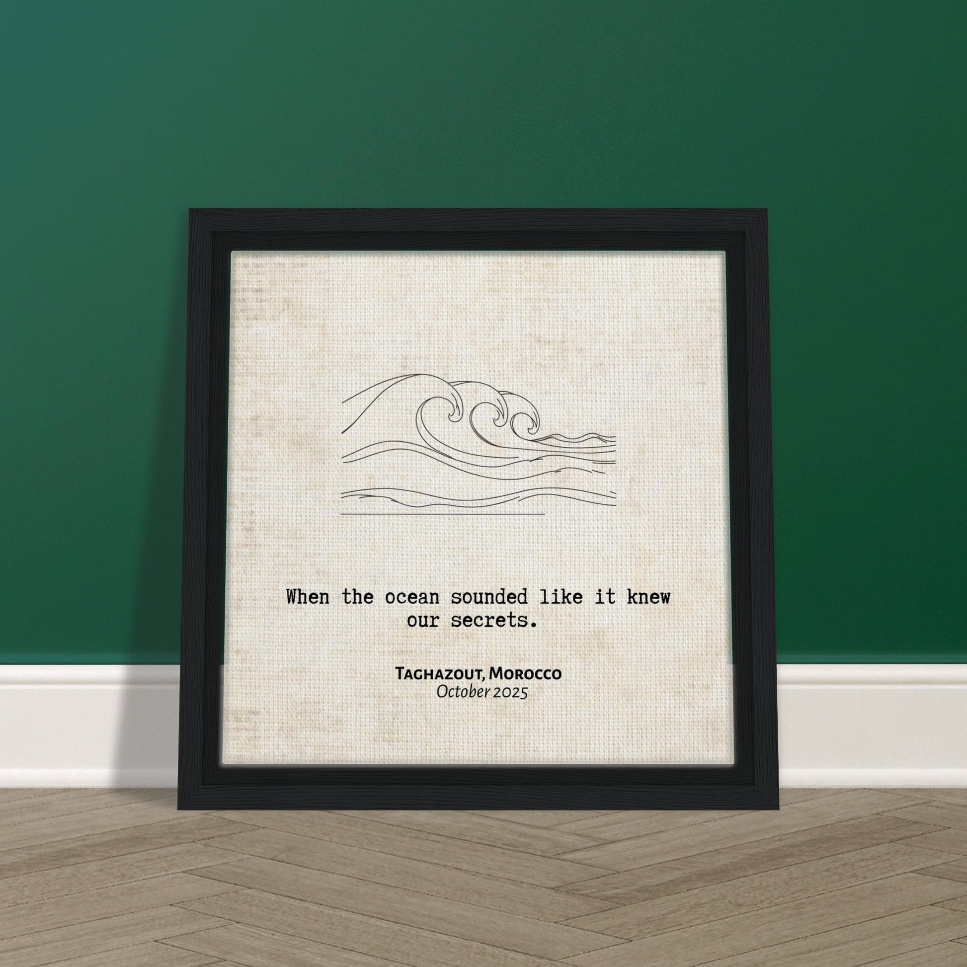 "When the Ocean Knew Our Secrets" - Personalized Travel Micro Memory Framed Canvas - Out of Office Outfitters - Print Material