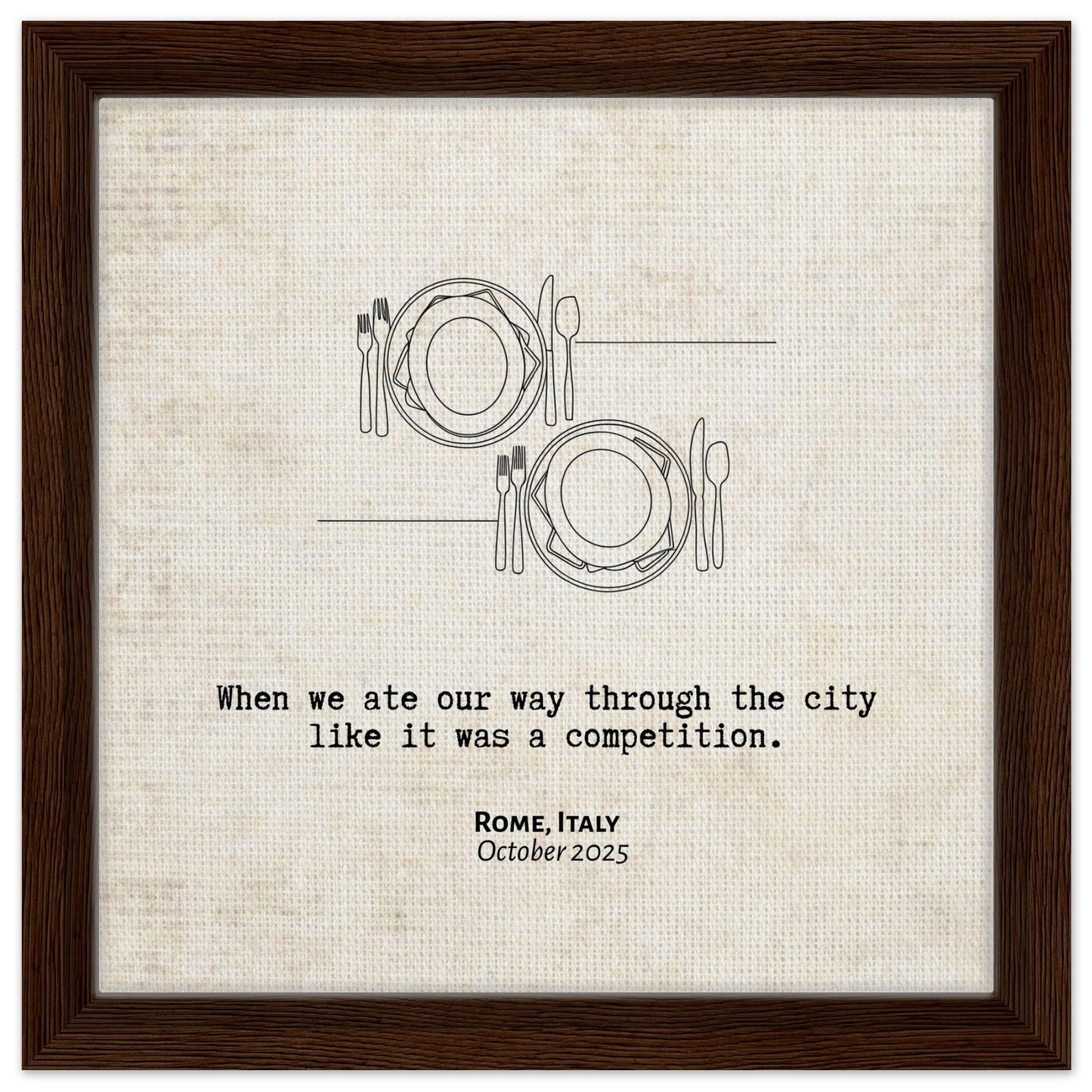 "When We Ate Our Way Through the City" - Personalized Travel Micro Memory Framed Canvas - Out of Office Outfitters - Print Material