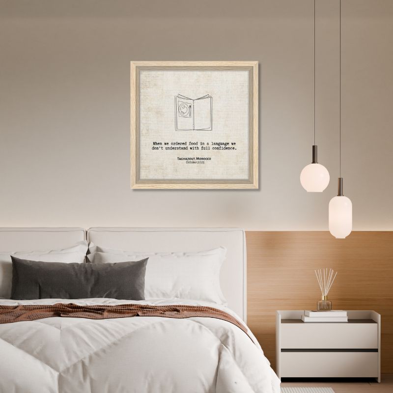 "When We Ordered in a Language We Don't Understand" - Personalized Travel Micro Memory Framed Canvas - Out of Office Outfitters - Print Material