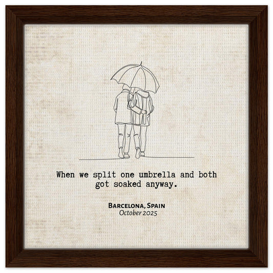 "When We Split One Umbrella" - Personalized Travel Micro Memory Framed Canvas - Out of Office Outfitters - Print Material