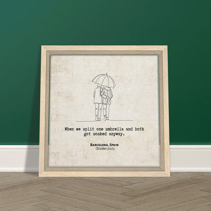 "When We Split One Umbrella" - Personalized Travel Micro Memory Framed Canvas - Out of Office Outfitters - Print Material