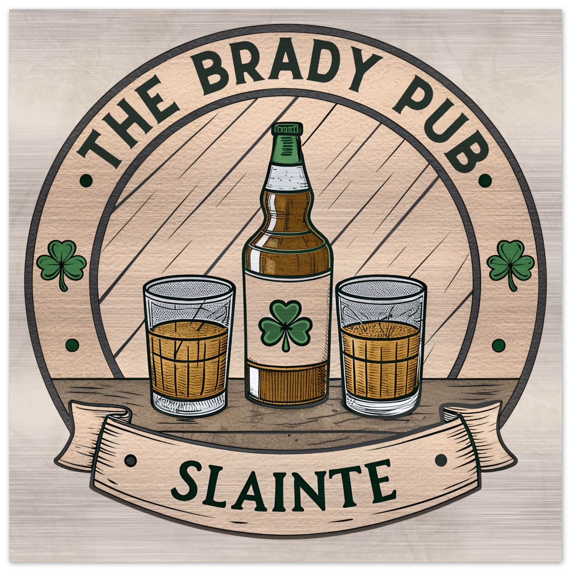 Whiskey Irish Pub Brushed Aluminum Bar Sign - Out of Office Outfitters - Print Material